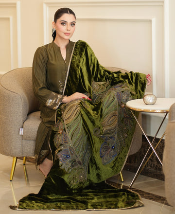 Peacock Velvet Shawl